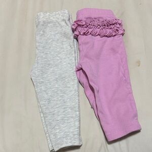 Carter's Pink Ruffle Waist & Light Gray Heather Leggings Pack